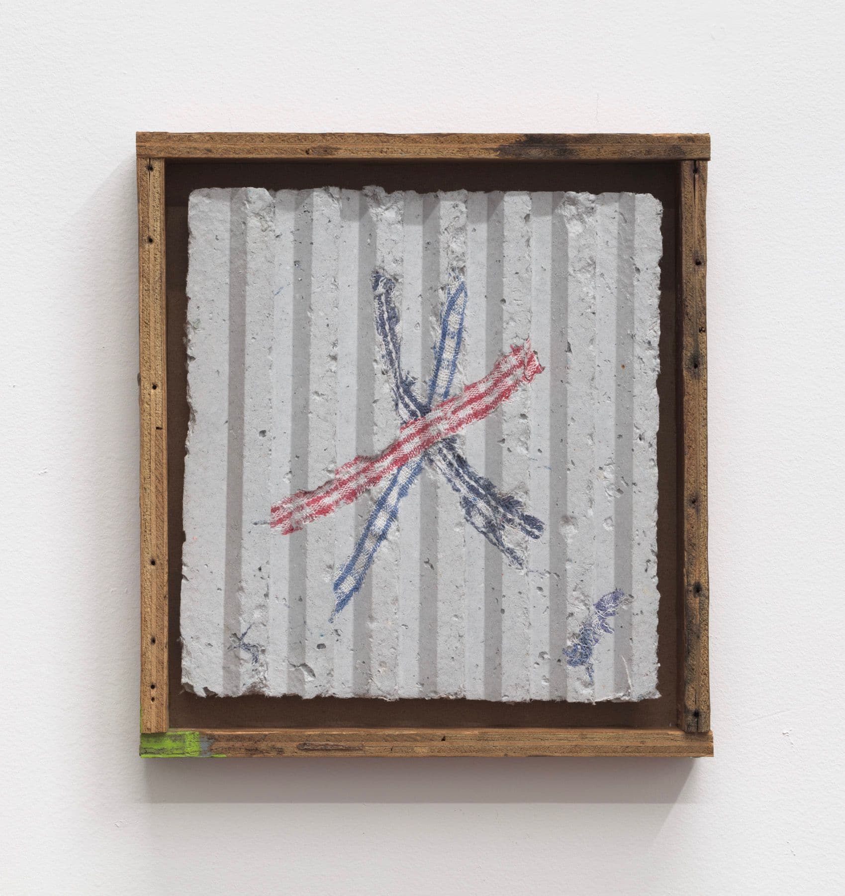 Bronson Smillie. Asterisk to Nowhere #4, 2022. Paper pulp, bar rag, artists frame. 12 x 11 x 2 inches.