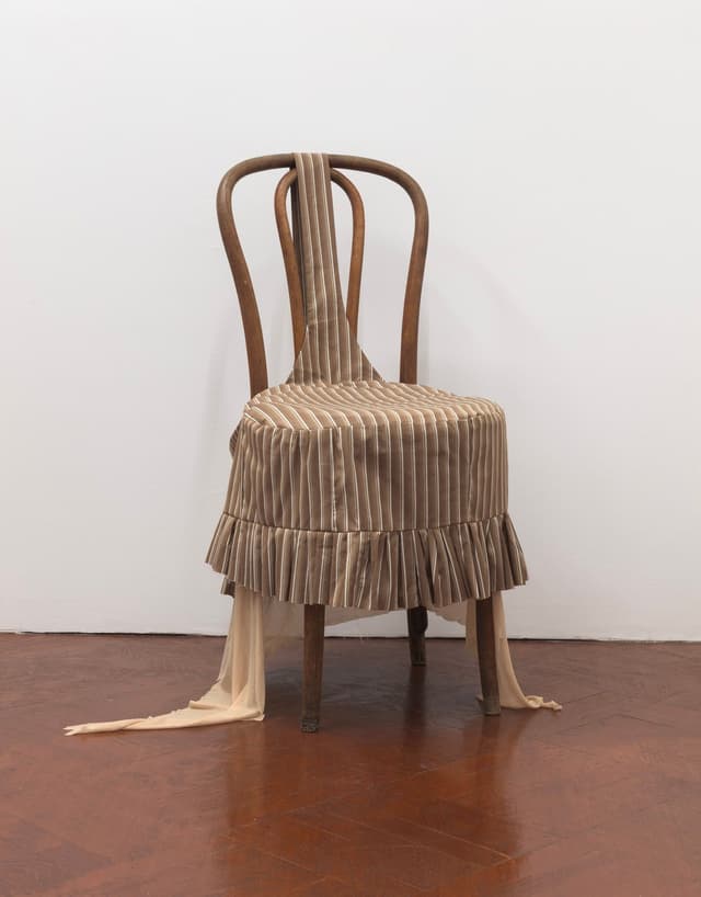 HULFE. Chairgown (Ghislaine), 2020. Cotton, bikini lining, ribbon. Dimensions variable.