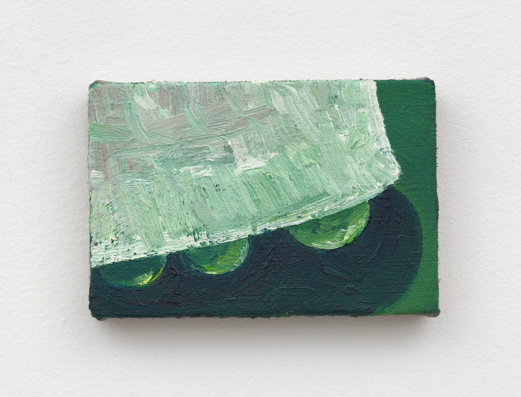 Al Svoboda. to suspect where it is pointing, 2023. Oil on linen. 4 x 6 inches.