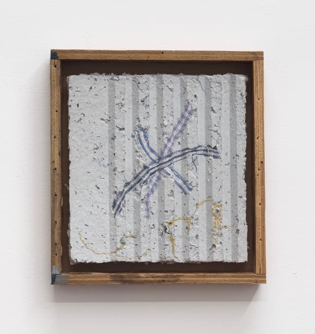 Bronson Smillie. Asterisk to Nowhere #3, 2022. Paper pulp, bar rag, artists frame. 12 x 11 x 2 inches.