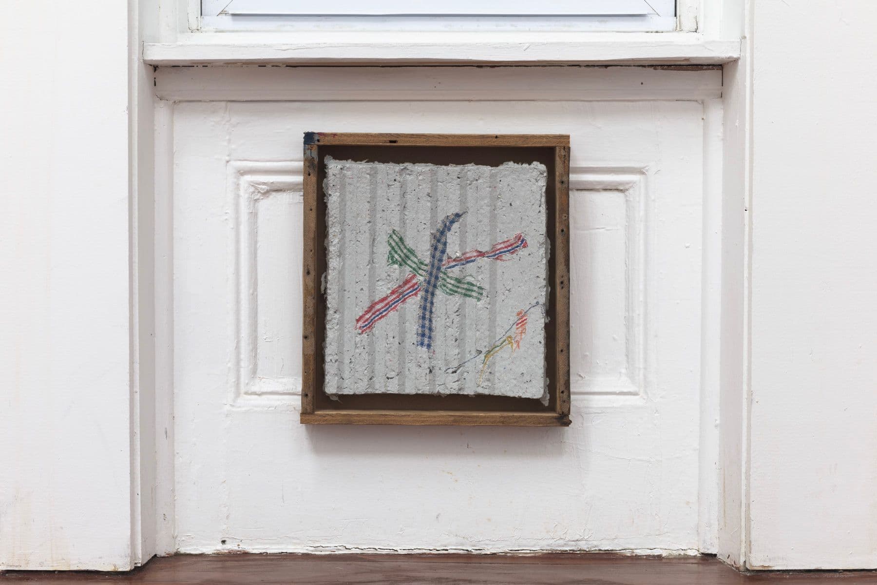 Bronson Smillie. Asterisk to Nowhere #1, 2022. Paper pulp, bar rag, artists frame. 12 x 11 x 2 inches.