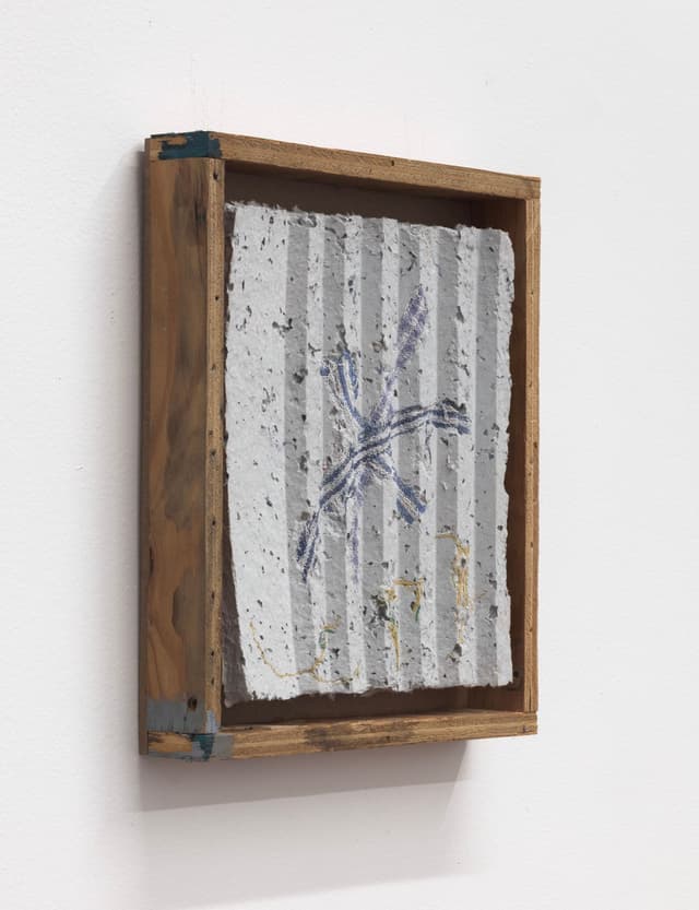 Bronson Smillie. Asterisk to Nowhere #3, 2022. Paper pulp, bar rag, artists frame. 12 x 11 x 2 inches.