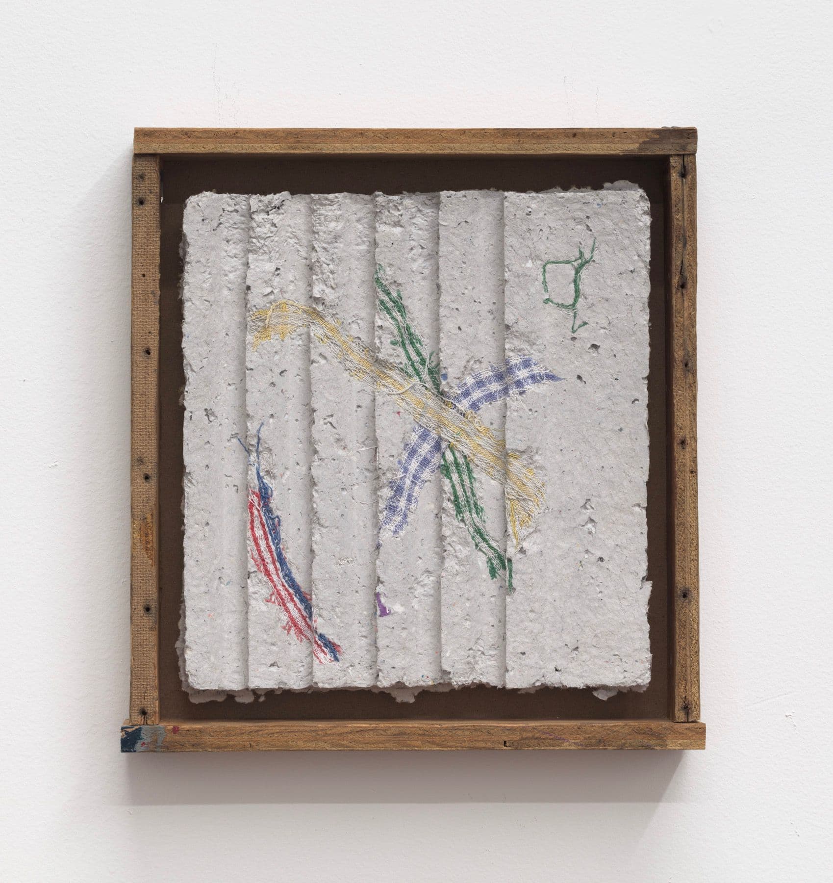 Bronson Smillie. Asterisk to Nowhere #5, 2022. Paper pulp, bar rag, artists frame. 12 x 11 x 2 inches.