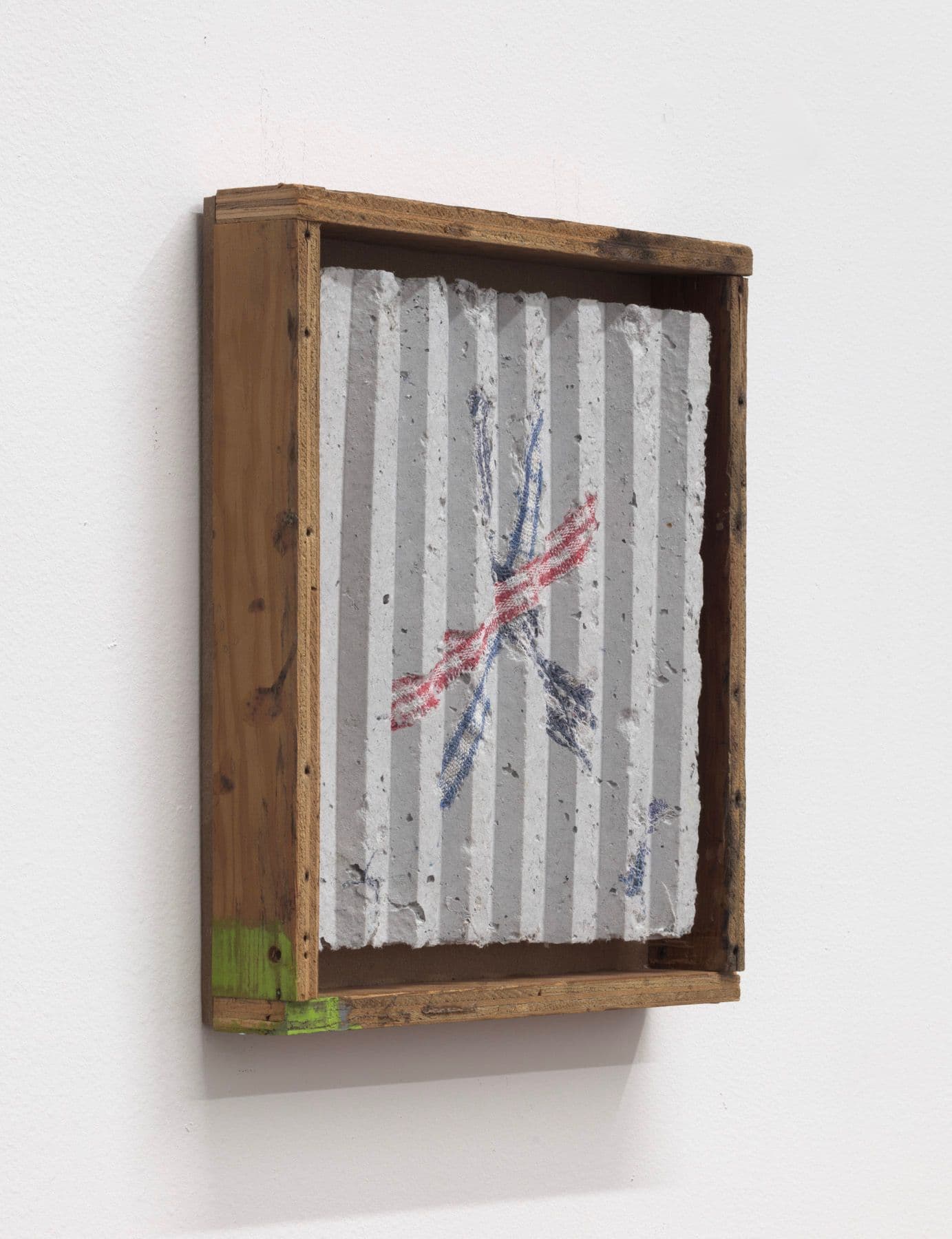 Bronson Smillie. Asterisk to Nowhere #1, 2022. Paper pulp, bar rag, artists frame. 12 x 11 x 2 inches.