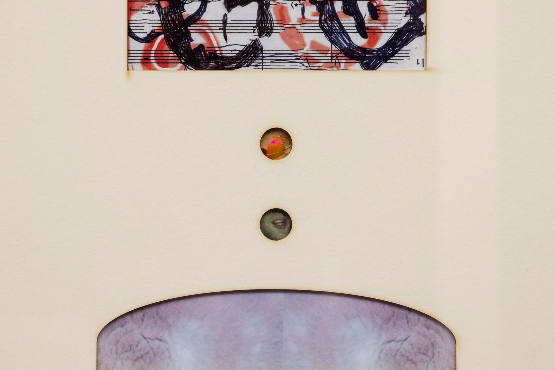 Marisa Kriangwiwat Holmes. Group Setting Compliment (Detail), 2024. 8 individual glossy giclée prints, matboard, found frame. 23 × 16.75 inches.