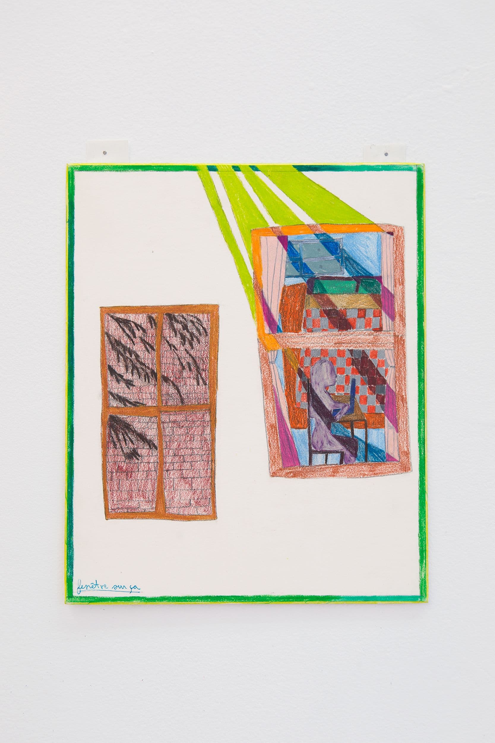 Alix Van Der Donckt-Ferrand. Fenêtre sur ça, 2023. Pencil crayon and graphite on matboard. 10 x 8.5 inches.