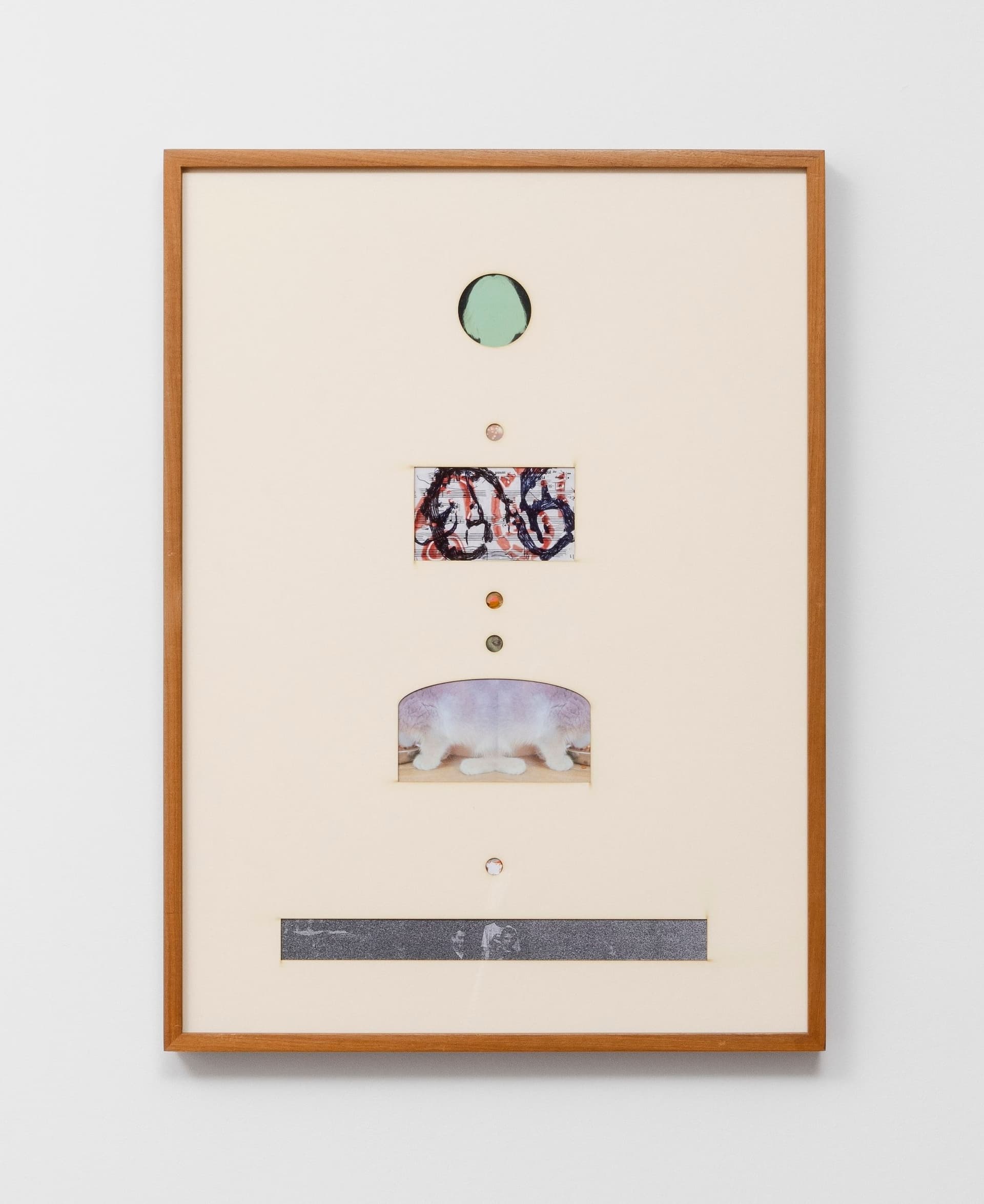 Marisa Kriangwiwat Holmes. Group Setting Compliment, 2024. 8 individual glossy giclée prints, matboard, found frame. 23 × 16.75 inches.