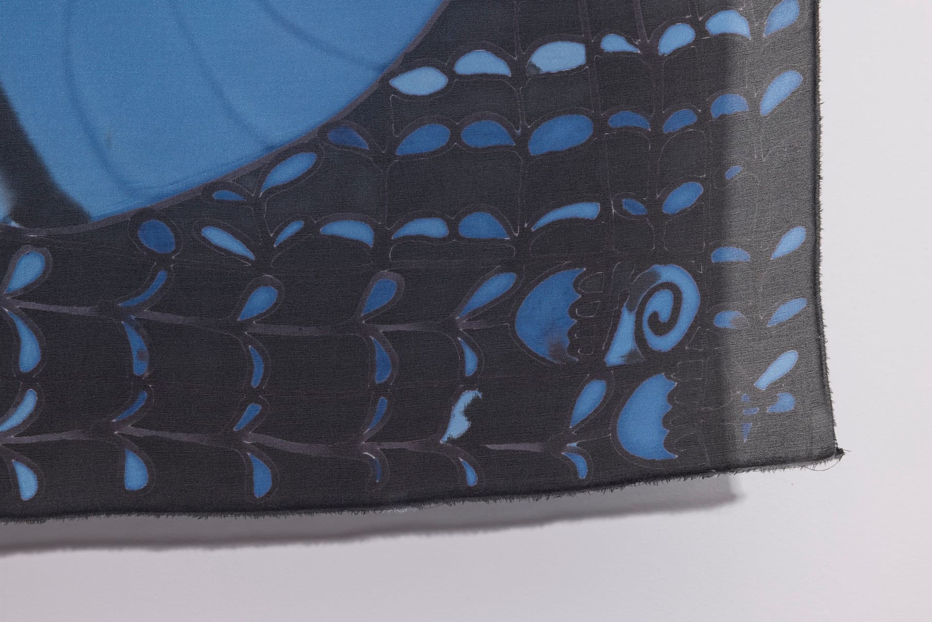 Benedict Scheuer. I Feel Strange Even to Myself / Snail's Soul (Detail), 2025. Hand Dyed 8mm Habotai Silk. 22 ¾ × 22 ¾ inches.