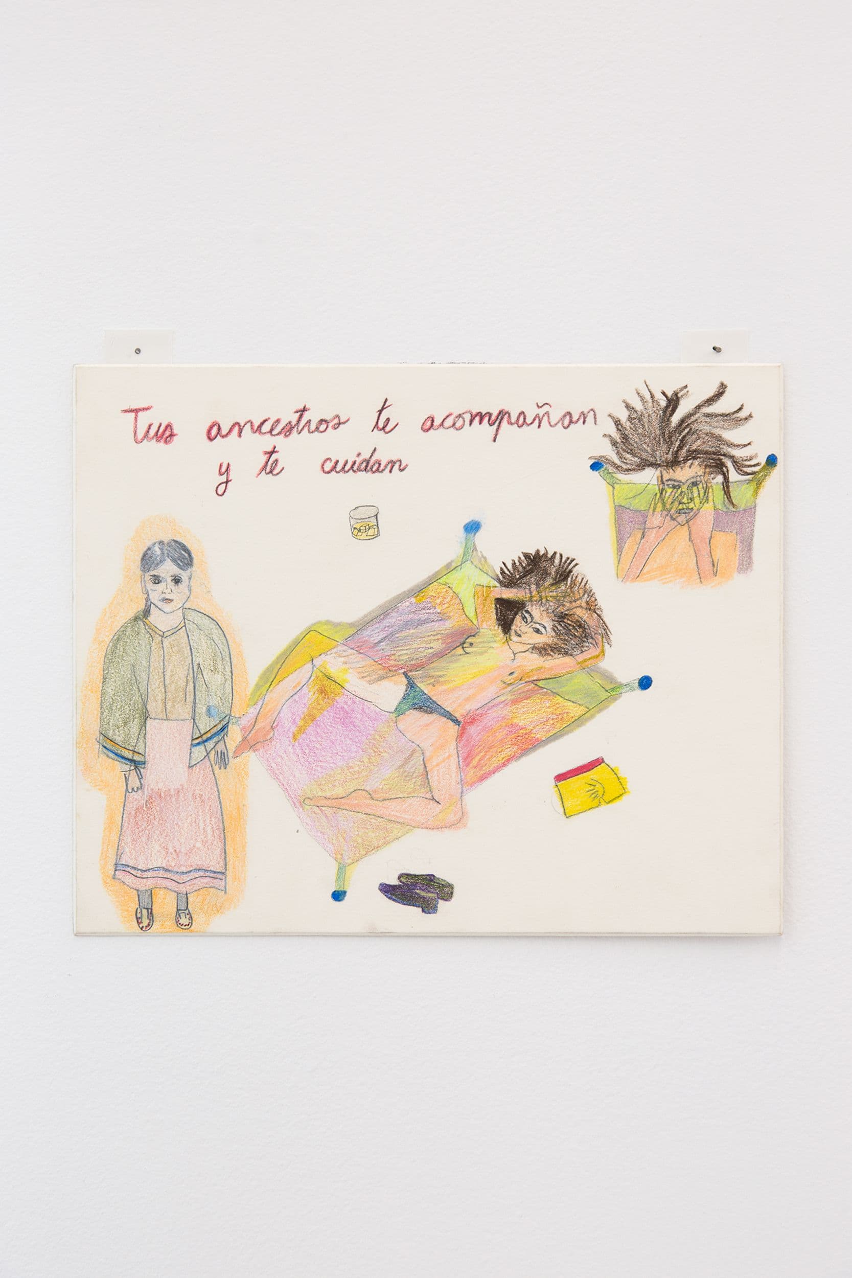 Alix Van Der Donckt-Ferrand. Tus Ancestros te Acompañan y te Cuidan, 2022. Pencil crayon and graphite on matboard. 8.5 x 10 inches.