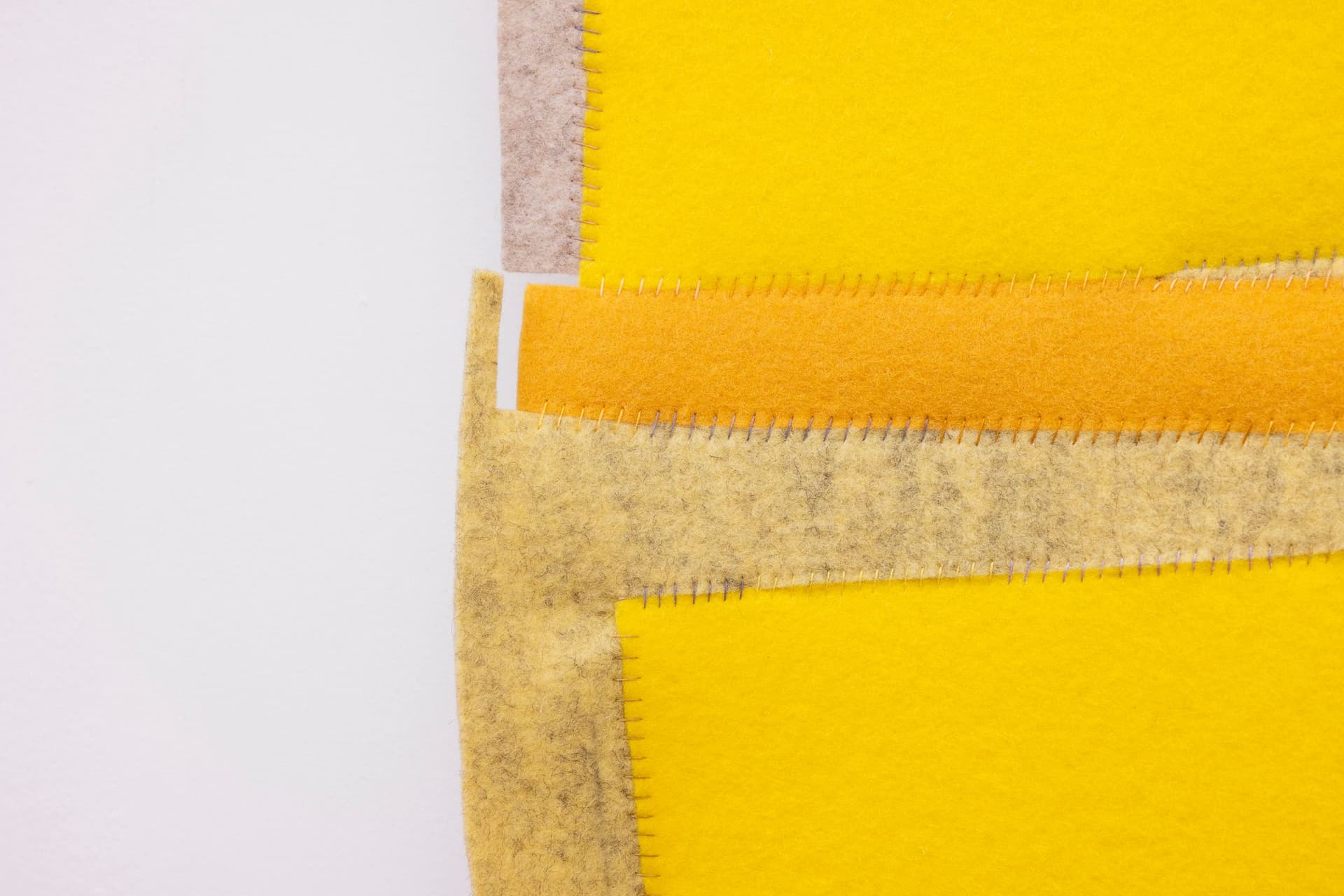 Cyrilla Mozenter. Note Values (Detail), 2024. Industrial wool felt hand stitched with silk thread. 72.5 × 42.5 inches.