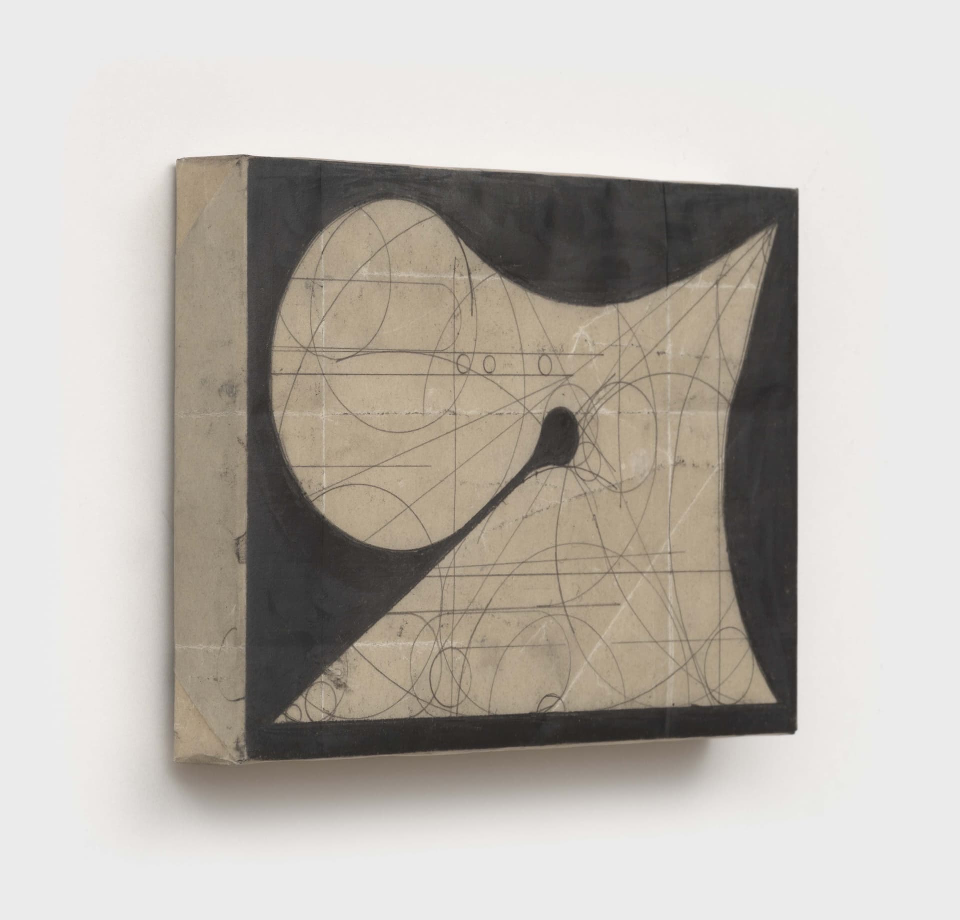 Kai Jenrette. No title, 2024. Graphite on waxed newsprint over panel. 5 × 7 × 1 inches.