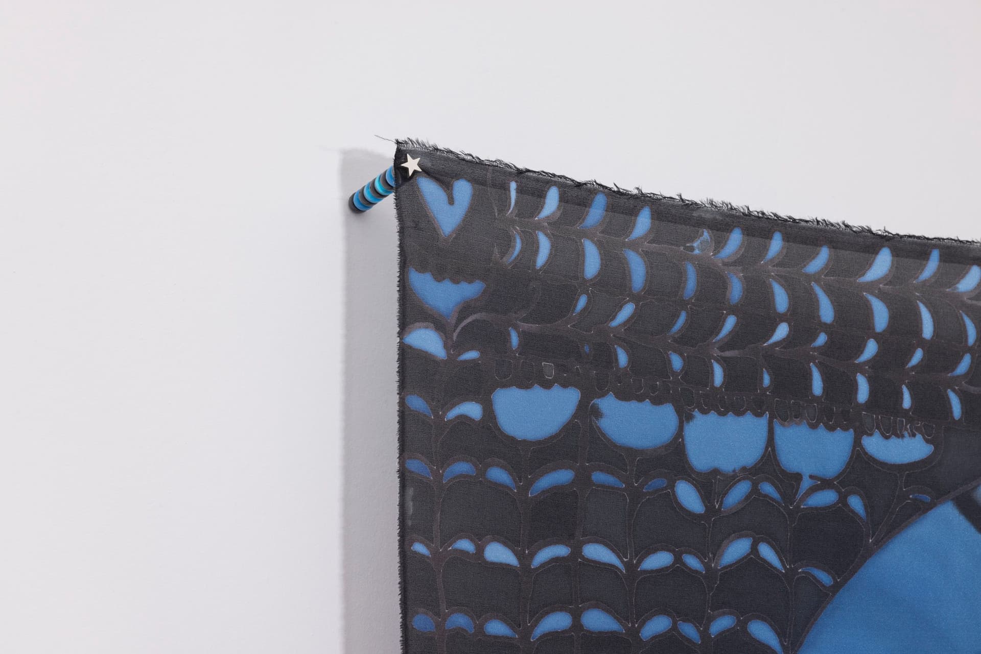 Benedict Scheuer. I Feel Strange Even to Myself / Snail's Soul (Detail), 2025. Hand Dyed 8mm Habotai Silk. 22 ¾ × 22 ¾ inches.