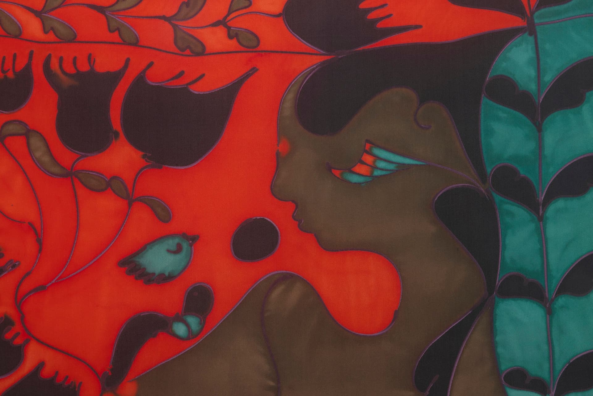 Benedict Scheuer. Dusk (Detail), 2025. Hand Dyed 8mm Habotai Silk. 43 ¾ × 46 inches.