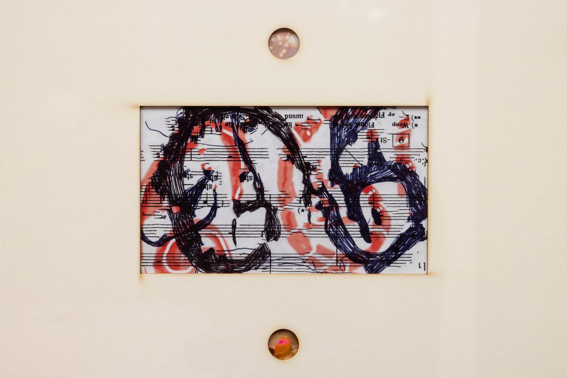 Marisa Kriangwiwat Holmes. Group Setting Compliment (Detail), 2024. 8 individual glossy giclée prints, matboard, found frame. 23 × 16.75 inches.