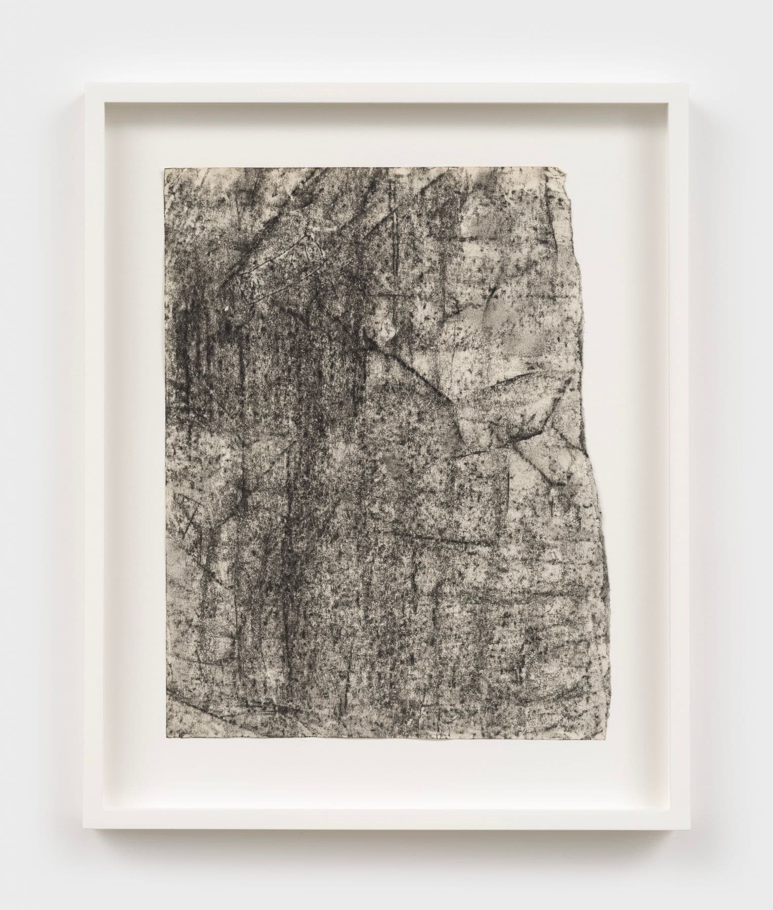Mo Costello. <i>Untitled (Front Porch, 130 1/2)</i>, 2020. Charcoal on found paper. 10.5 × 8 inches (14 × 11.25 inches framed).