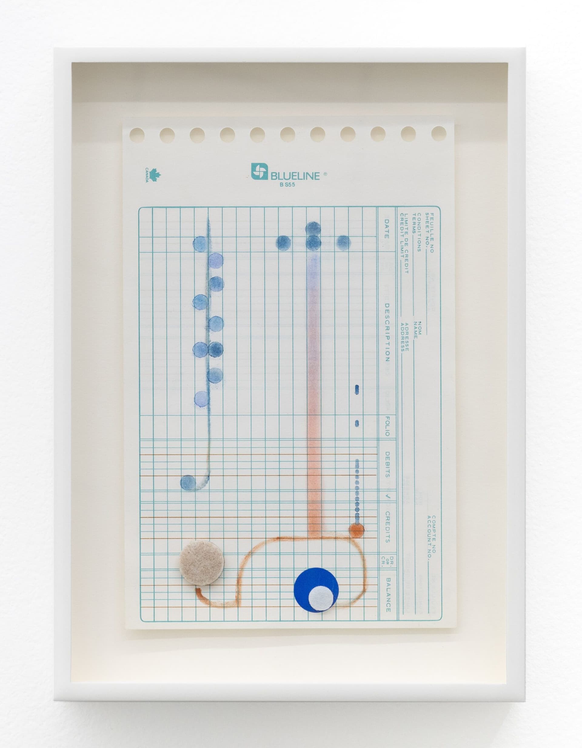 Bronson Smillie. Felt Drawing #1, 2022. Drawing and felt on paper. 10.75 x 7.75 inches framed.