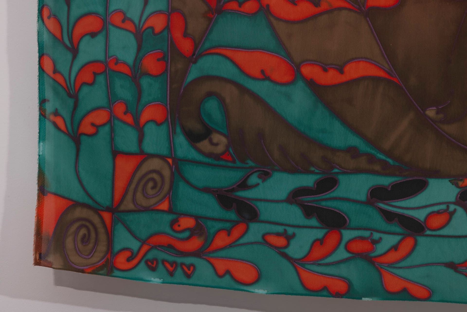 Benedict Scheuer. Dusk (Detail), 2025. Hand Dyed 8mm Habotai Silk. 43 ¾ × 46 inches.