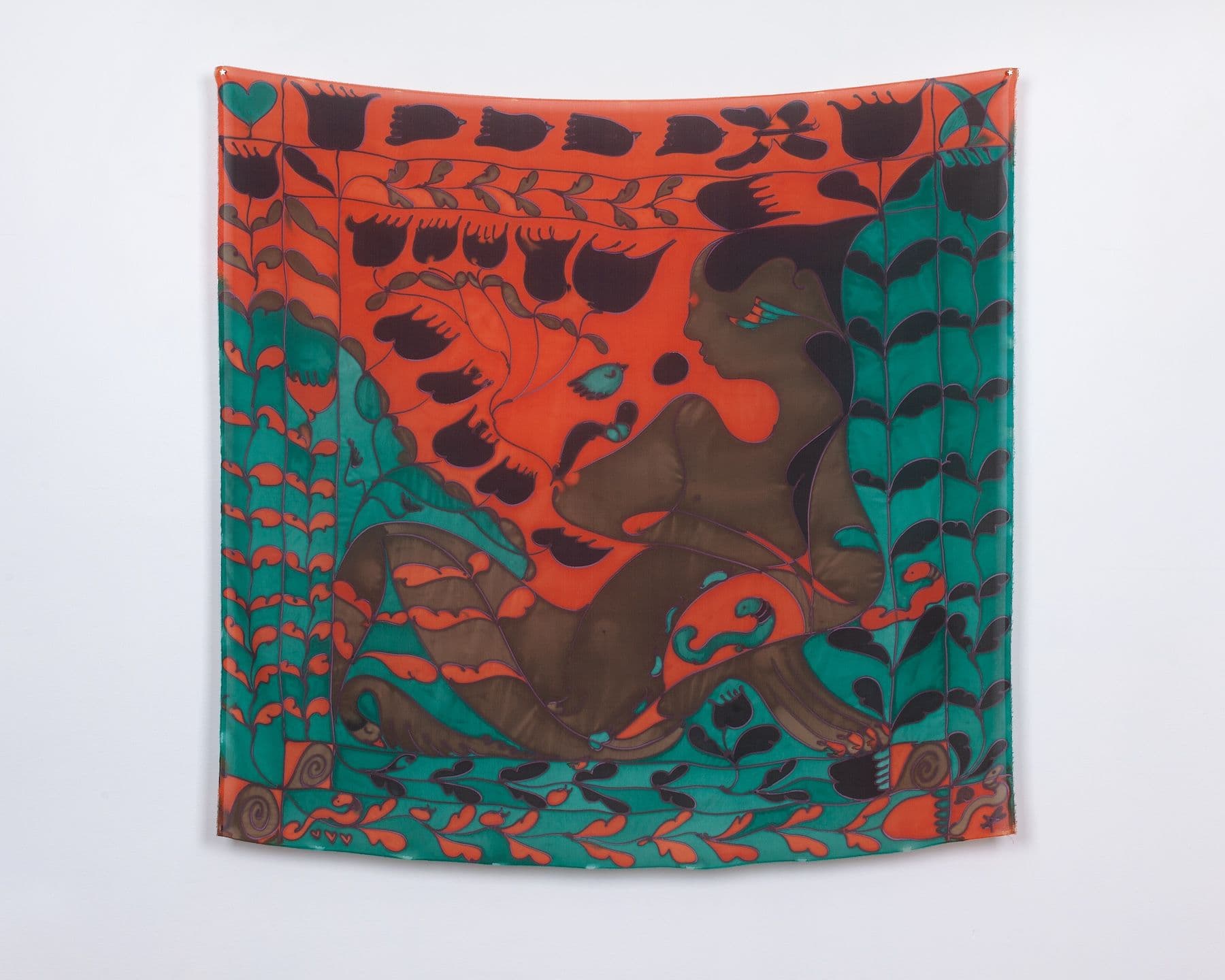 Benedict Scheuer. <i>Dusk</i>, 2025. Hand Dyed 8mm Habotai Silk. 43 ¾ × 46 inches.