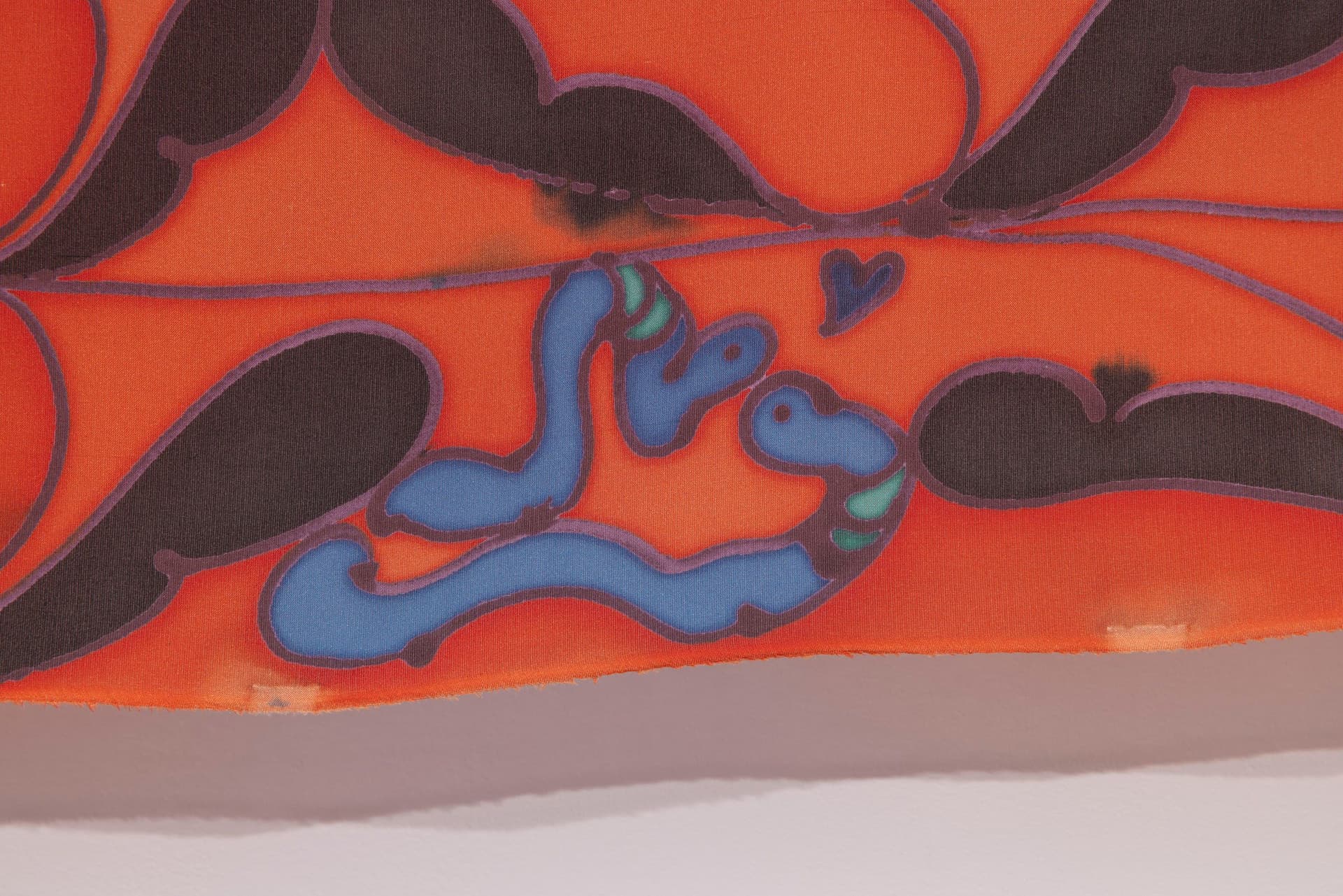 Benedict Scheuer. Rain Quenching Drought (Detail), 2025. Hand Dyed 8mm Habotai Silk. 44 ½ × 46 inches.