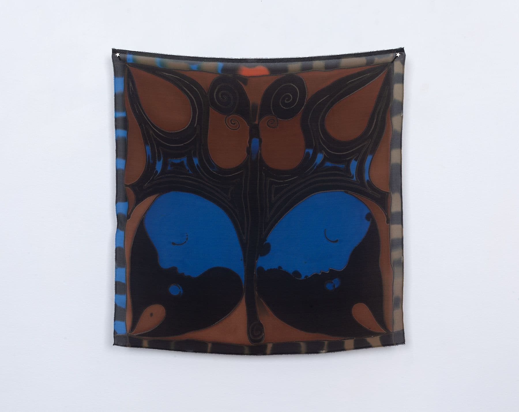 Benedict Scheuer. <i>Bat</i>, 2025. Hand Dyed 8mm Habotai Silk. 22 ¾ × 22 ¼ inches.