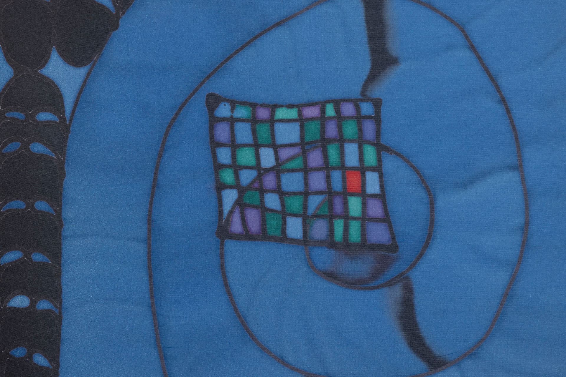 Benedict Scheuer. I Feel Strange Even to Myself / Snail's Soul (Detail), 2025. Hand Dyed 8mm Habotai Silk. 22 ¾ × 22 ¾ inches.