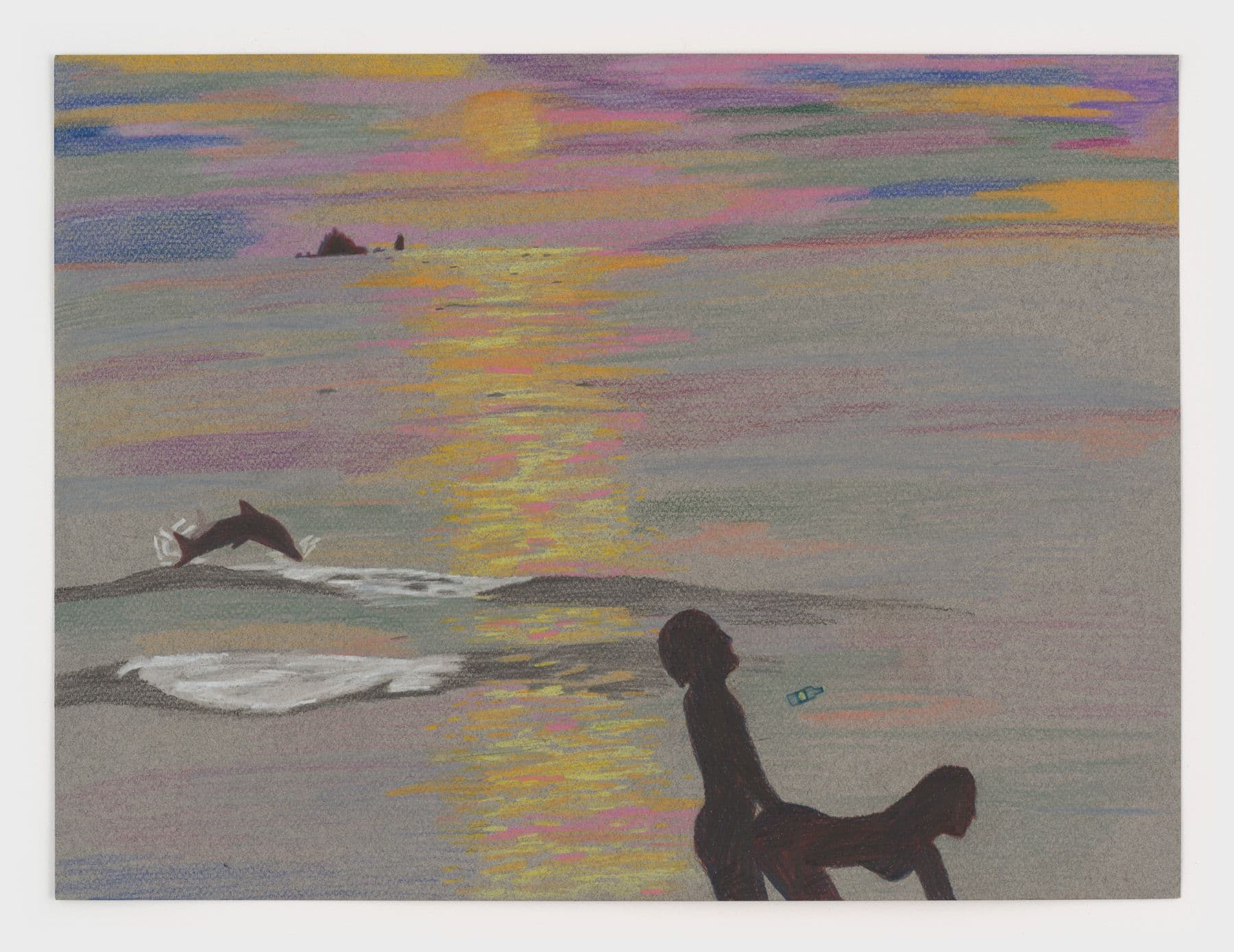 Alix Van Der Donckt-Ferrand. El Sol, La Playa, 2025. Color pencil on paper. 12 × 16 inches.