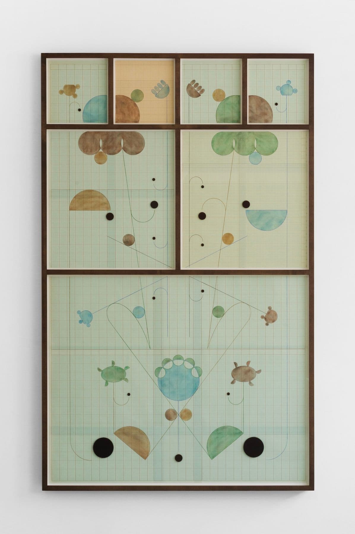 Bronson Smillie. <i>Felt Drawing With a View II</i>, 2026. Pencil crayon, polycrayon and felt pad on paper. 64 × 40 × 2.25 inches framed.