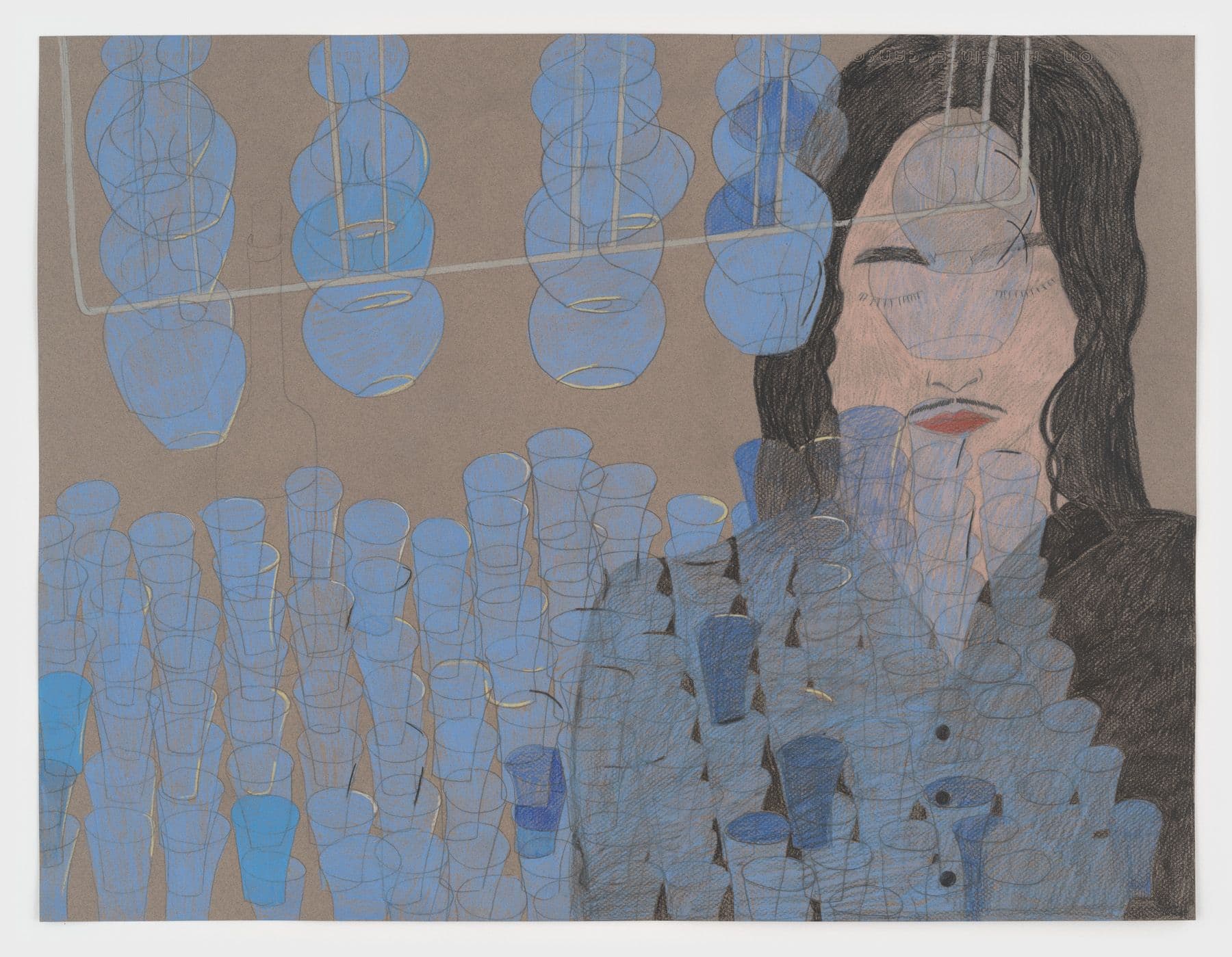 Alix Van Der Donckt-Ferrand. Otra copa, cantinero, 2024. Color pencil and graphite on paper. 19.5 × 25.5 inches.