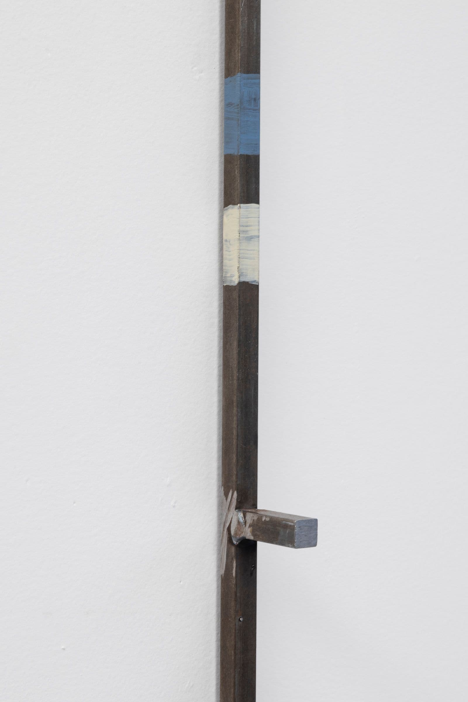 Marisa Kriangwiwat Holmes. Staff (Detail), 2024. Iron, ceramic, keys, metal locks, enamel paint, hand-dyed fabric. 77 × 5.5 inches.