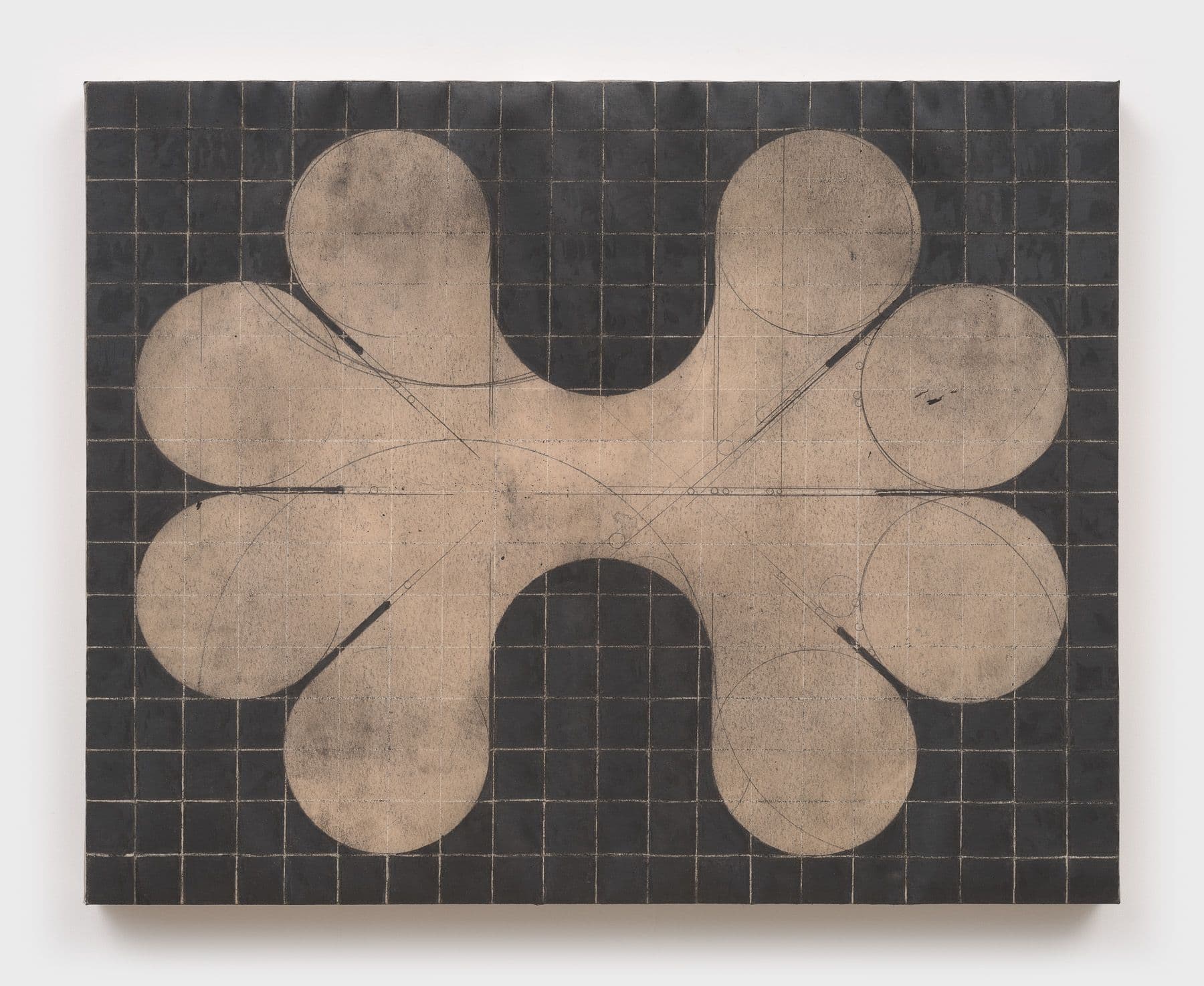 Kai Jenrette. <i>No title</i>, 2025. Graphite on waxed newsprint over wood panel. 16 × 20 inches.