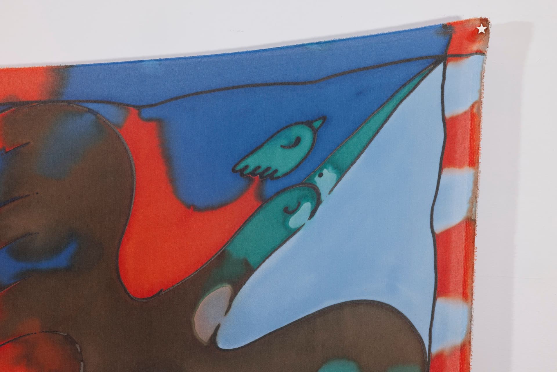 Benedict Scheuer. Same But Different (Detail), 2025. Hand Dyed 8mm Habotai Silk. 43 ¾ × 46 inches.