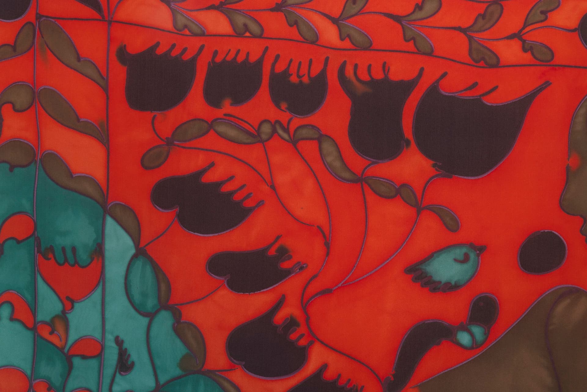 Benedict Scheuer. Dusk (Detail), 2025. Hand Dyed 8mm Habotai Silk. 43 ¾ × 46 inches.