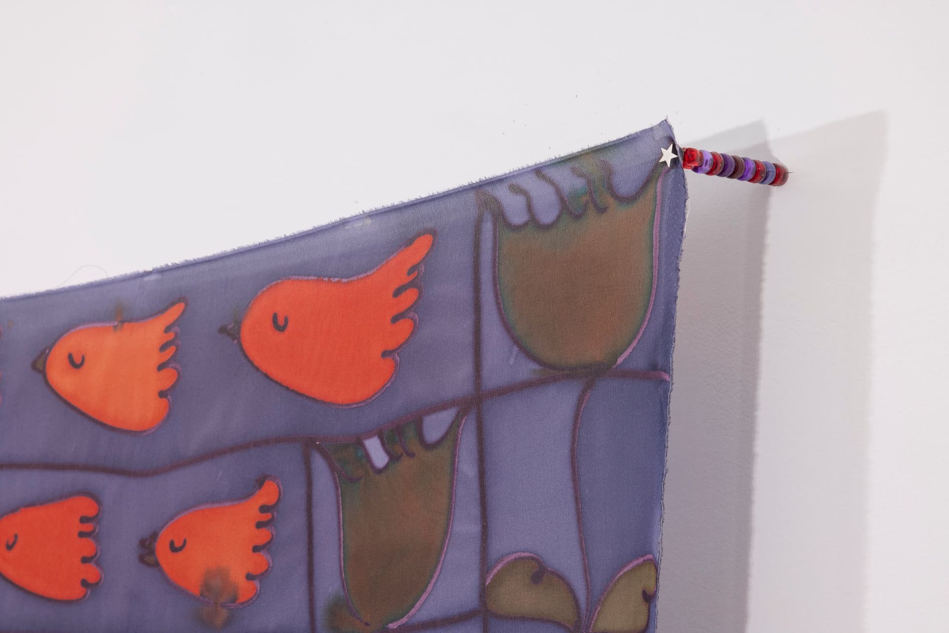 Benedict Scheuer. Self Understanding (Detail), 2025. Hand Dyed 8mm Habotai Silk. 44 ½ × 46 inches.