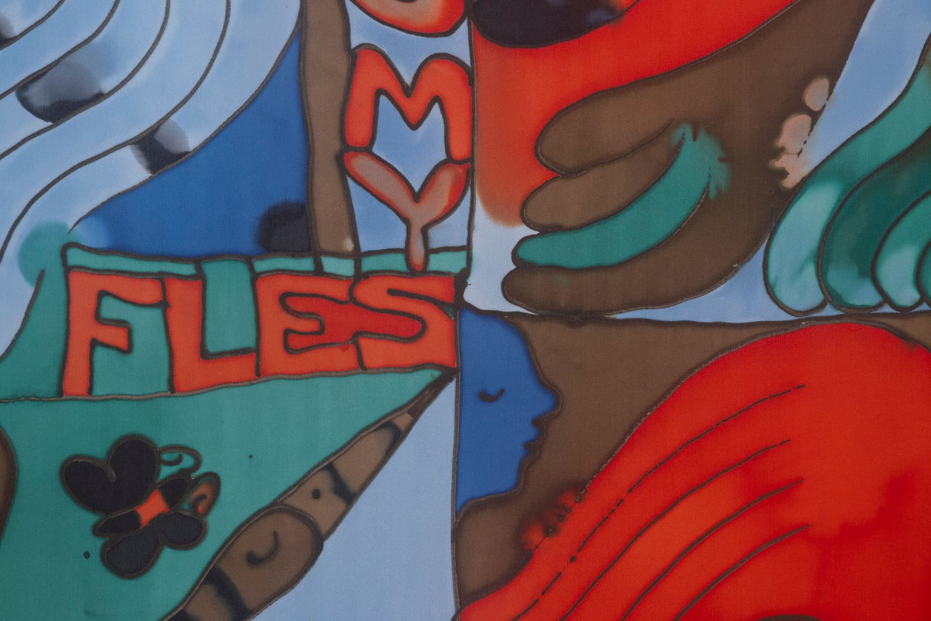 Benedict Scheuer. Same But Different (Detail), 2025. Hand Dyed 8mm Habotai Silk. 43 ¾ × 46 inches.