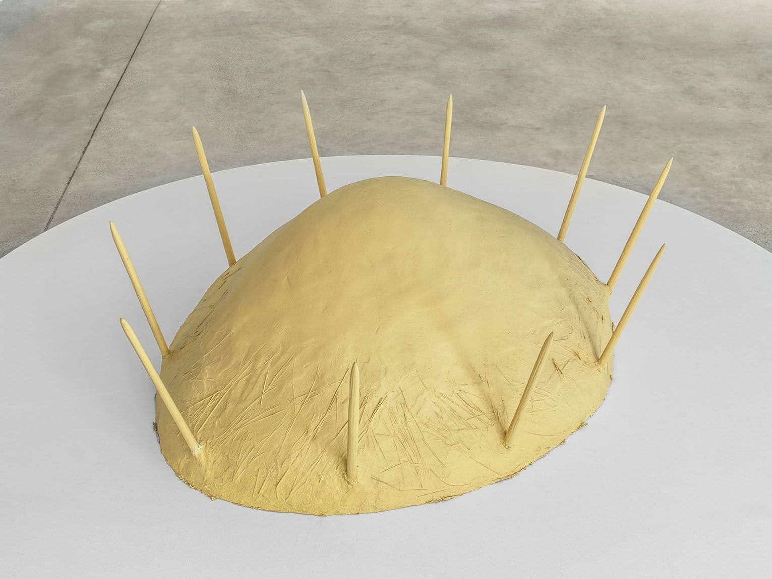 Faye HeavyShield. <i>fort belly</i>, 1992. Wood, molding compound, wire, acrylic. 19 × 55 × 42 inches. Photograph by Alise O'Brien Photography, © Pulitzer Arts Foundation and Alise O'Brien Photography.