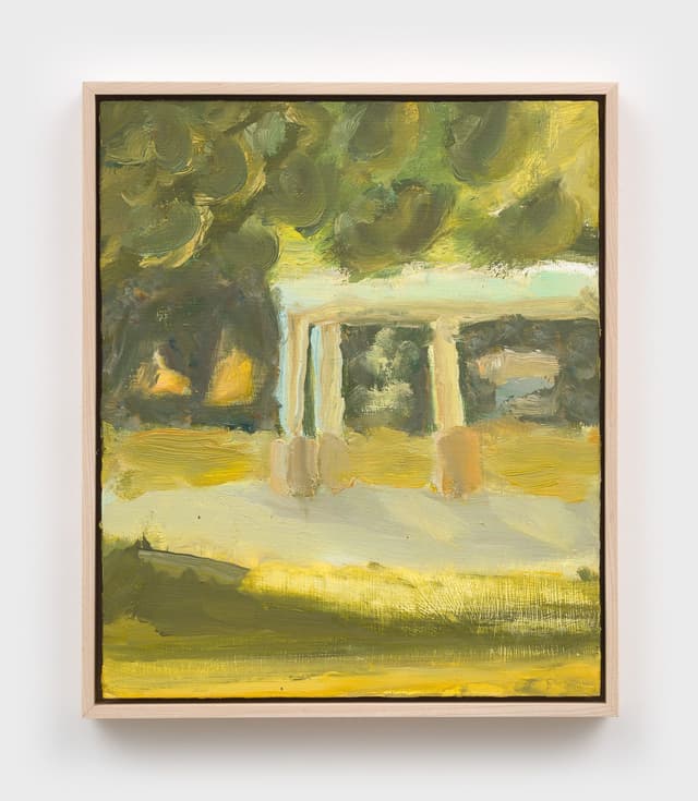 Owen Westberg. pavillion, 2025. Oil on birch panel. 12 × 10 inches.