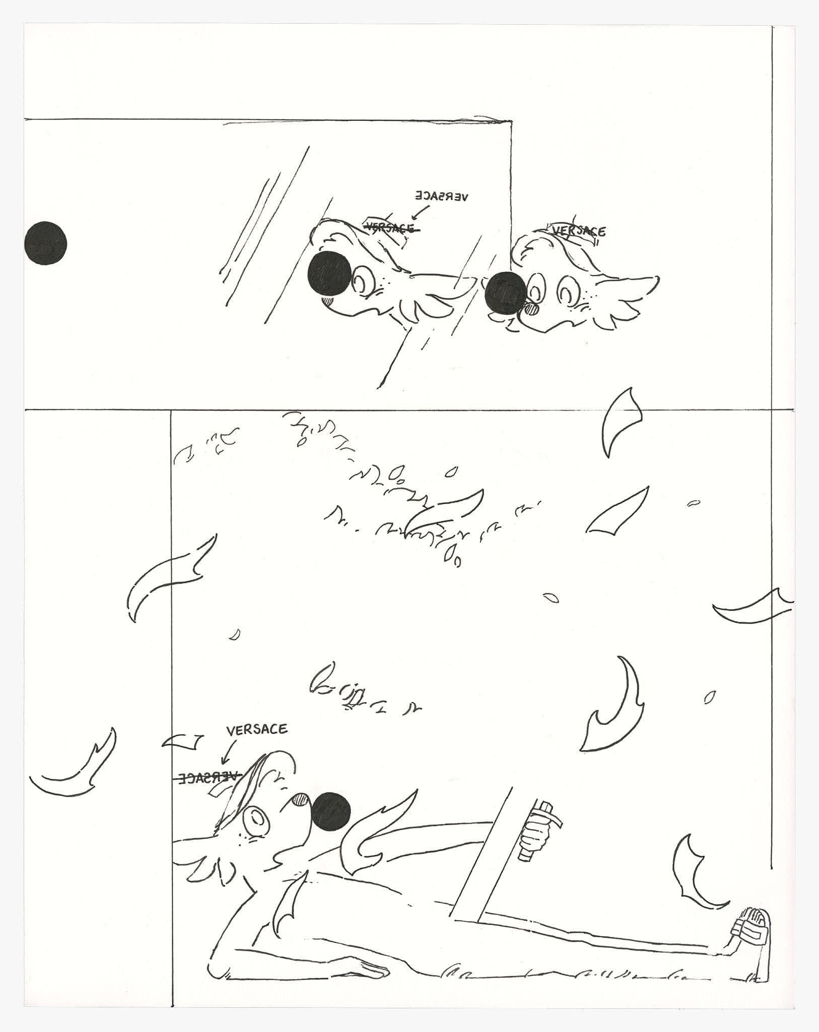 Paul Peng. Versace (Reverse), 2018. Ink on Bristol board. 
14 x 11 inches.