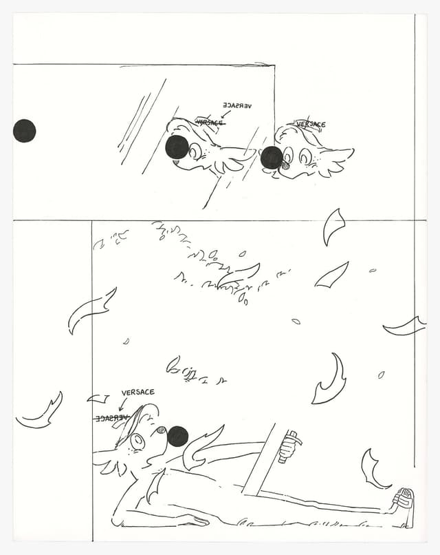 Paul Peng. Versace (Reverse), 2018. Ink on Bristol board. 
14 x 11 inches.