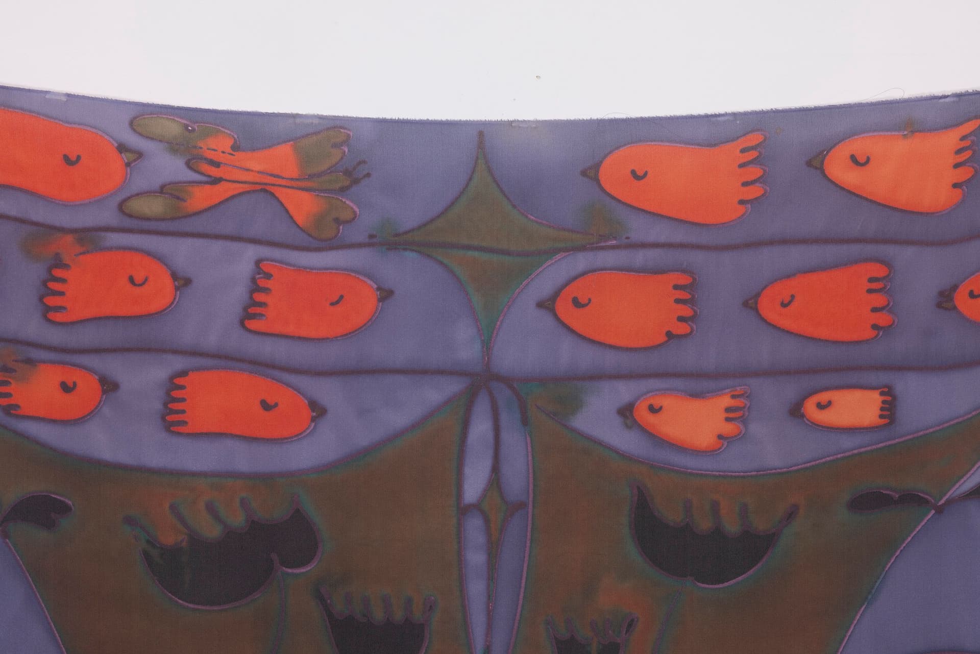 Benedict Scheuer. Self Understanding (Detail), 2025. Hand Dyed 8mm Habotai Silk. 44 ½ × 46 inches.