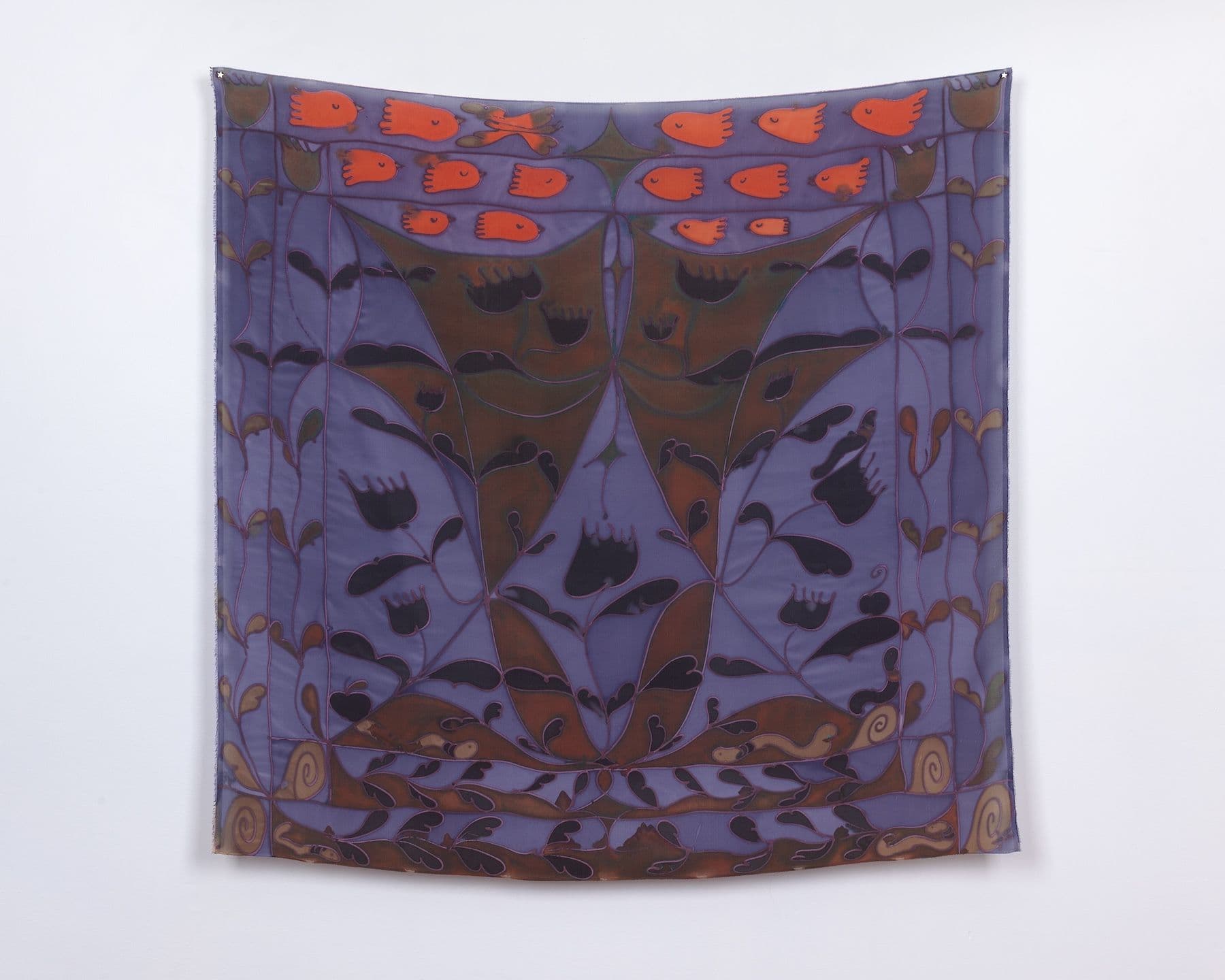 Benedict Scheuer. <i>Self Understanding</i>, 2025. Hand Dyed 8mm Habotai Silk. 44 ½ × 46 inches.