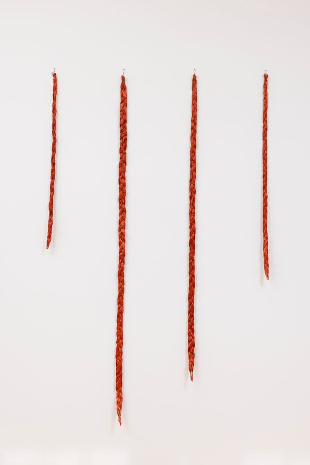 Faye HeavyShield. gravity & ascension (Detail), 2026. Acrylic and gesso on paper, wire. 60 × 61 1/2 inches. Dimensions variable.