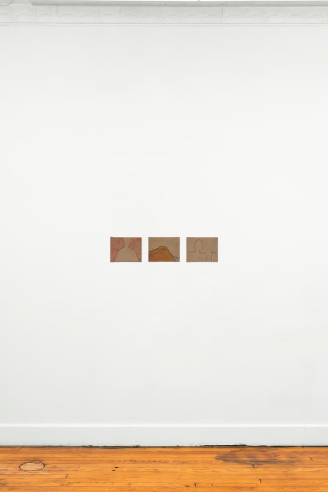 Faye HeavyShield. more than one horizon i, 2026. Graphite, acrylic, gesso, and color pencil on cardboard. Triptych: 7 x 9 inches each.