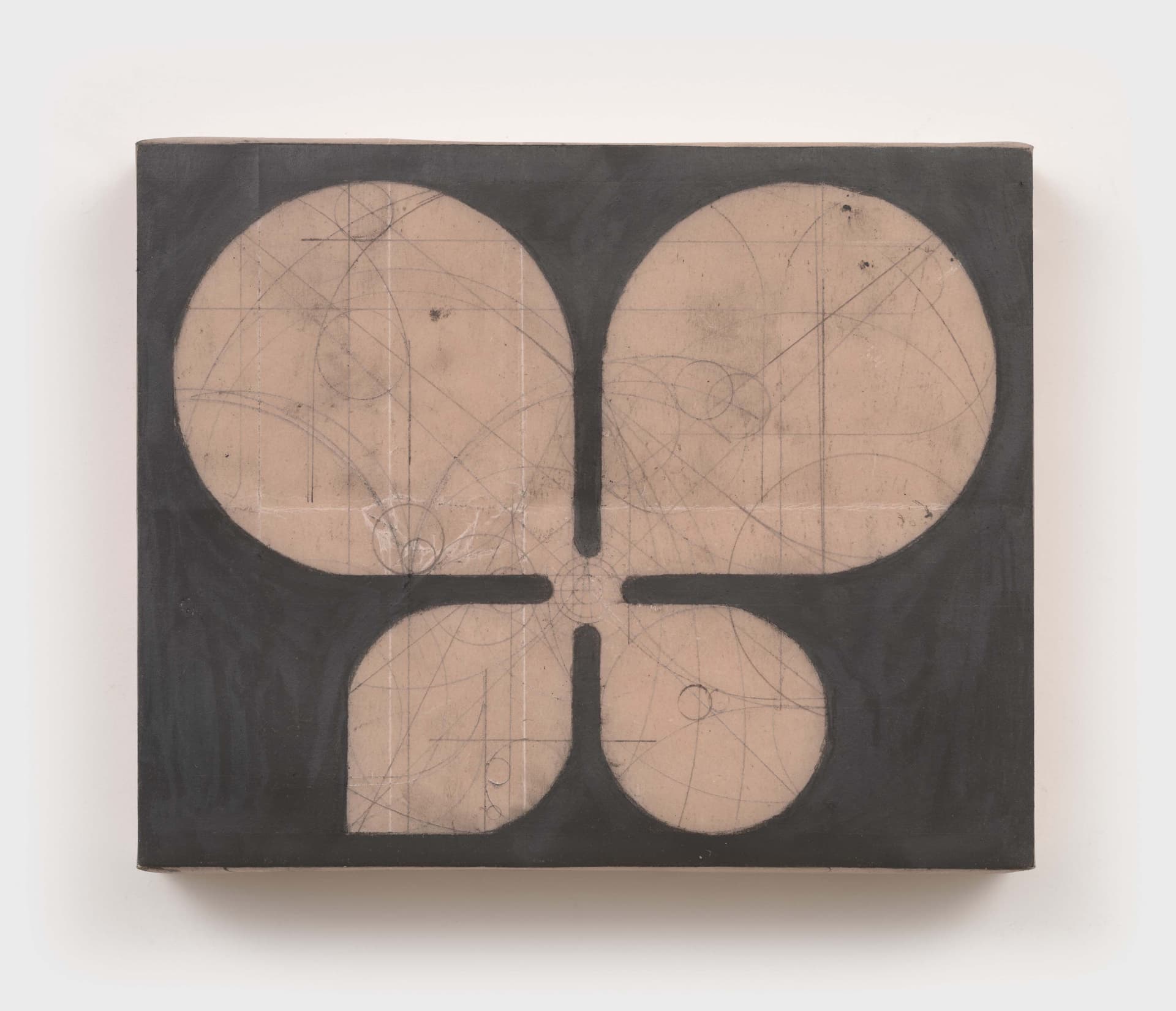 Kai Jenrette. No title, 2024. Graphite on waxed newsprint over panel. 10 × 8 × 1.75 inches.