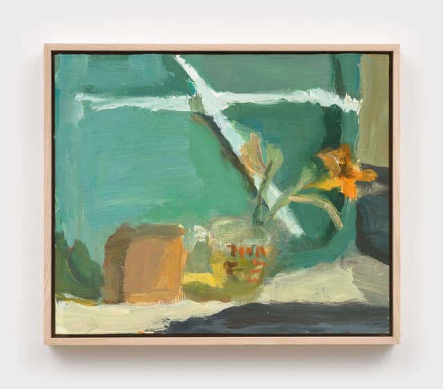 Owen Westberg. daylily, 2025. Oil on birch panel. 10 ⅛ × 12 inches.