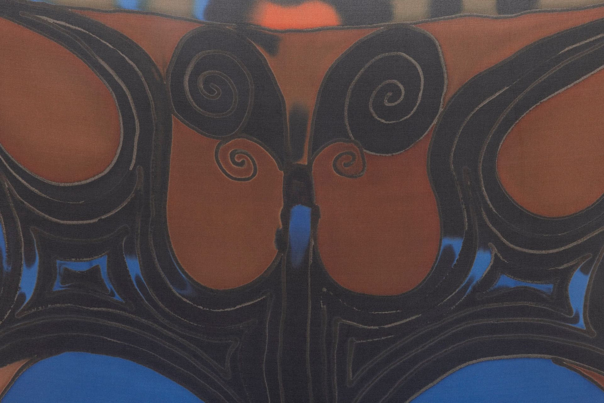 Benedict Scheuer. Bat (Detail), 2025. Hand Dyed 8mm Habotai Silk. 22 ¾ × 22 ¼ inches.