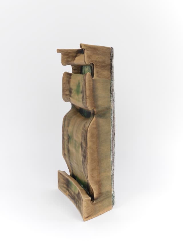 CrossLypka. d.e.w., 2024. Glazed ceramic. 23 × 14 ½ × 6 inches.