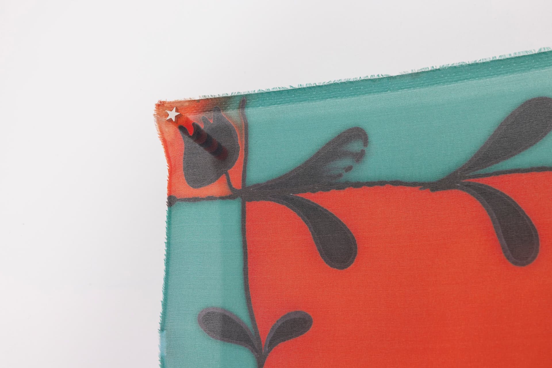 Benedict Scheuer. Eye Lash (Detail), 2025. Hand Dyed 8mm Habotai Silk. 22 ¾ × 22 ¾ inches.