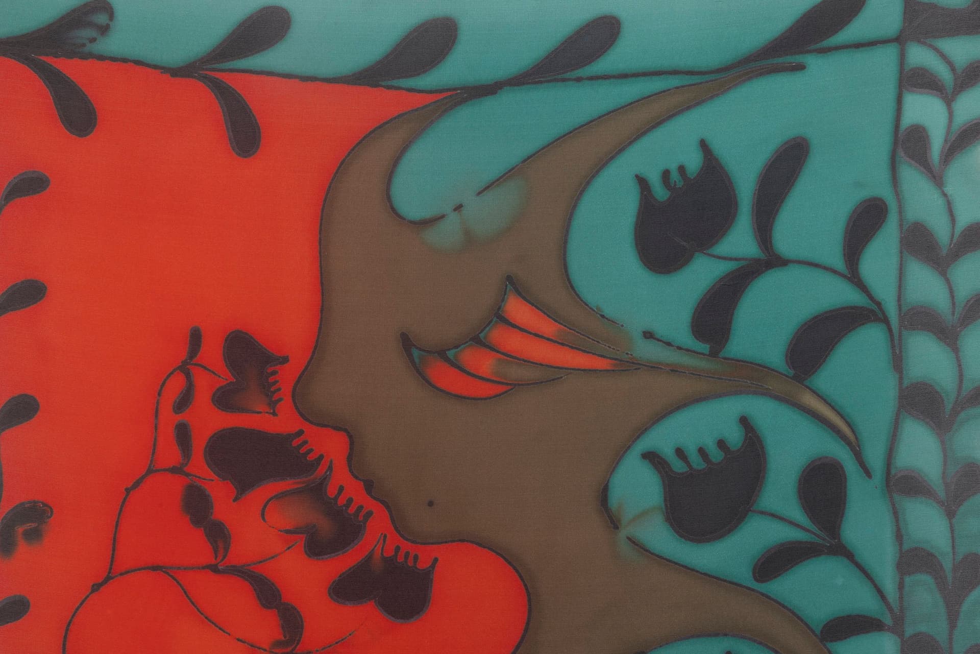 Benedict Scheuer. Eye Lash (Detail), 2025. Hand Dyed 8mm Habotai Silk. 22 ¾ × 22 ¾ inches.