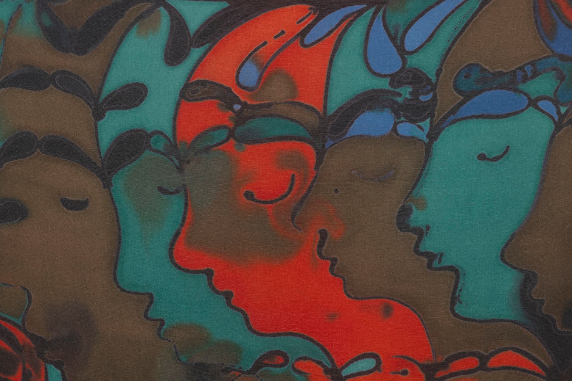 Benedict Scheuer. I Can Feel Love More Deeply Than Ever Before (Detail), 2025. Hand Dyed 8mm Habotai Silk. 22.75 x 22.75 inches.